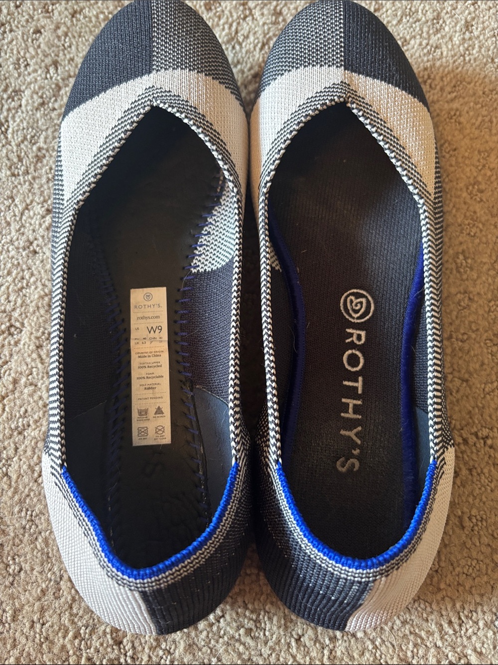 Rothy's Black and White Flats